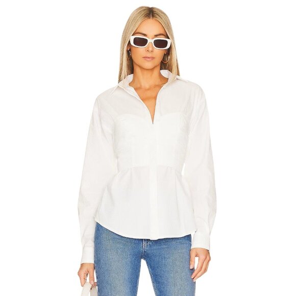 SOVERE Capture Corset Top in Milk Small New Womens Button Down Shirt Top - Picture 2 of 15